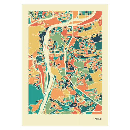 Prag Stadtkarte Poster – Polychroma Modern Art Print