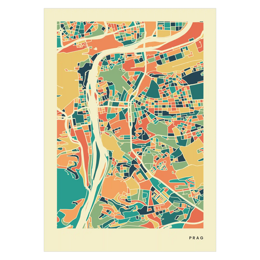 Prag Stadtkarte Poster – Polychroma Modern Art Print