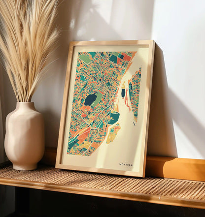 Montreal Stadtkarte Poster – Polychroma Modern Art Print