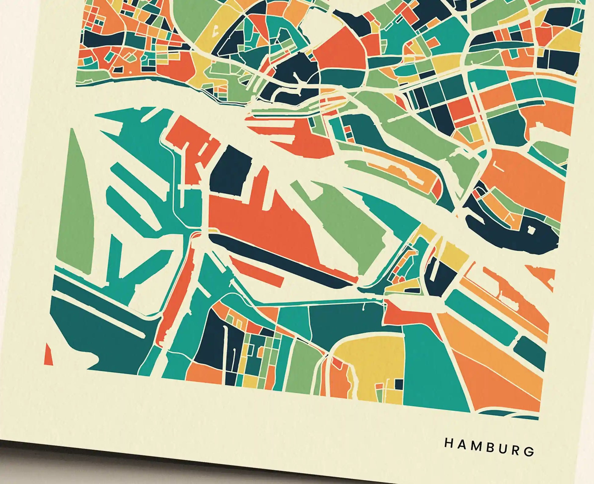 Hamburg Stadtkarte Poster - Polychroma Stadtplan Modern Art Print Stadtkarte Poster – Polychroma Modern Art Print
