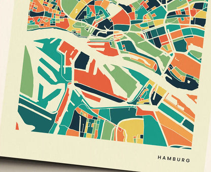 Hamburg Stadtkarte Poster - Polychroma Stadtplan Modern Art Print Stadtkarte Poster – Polychroma Modern Art Print