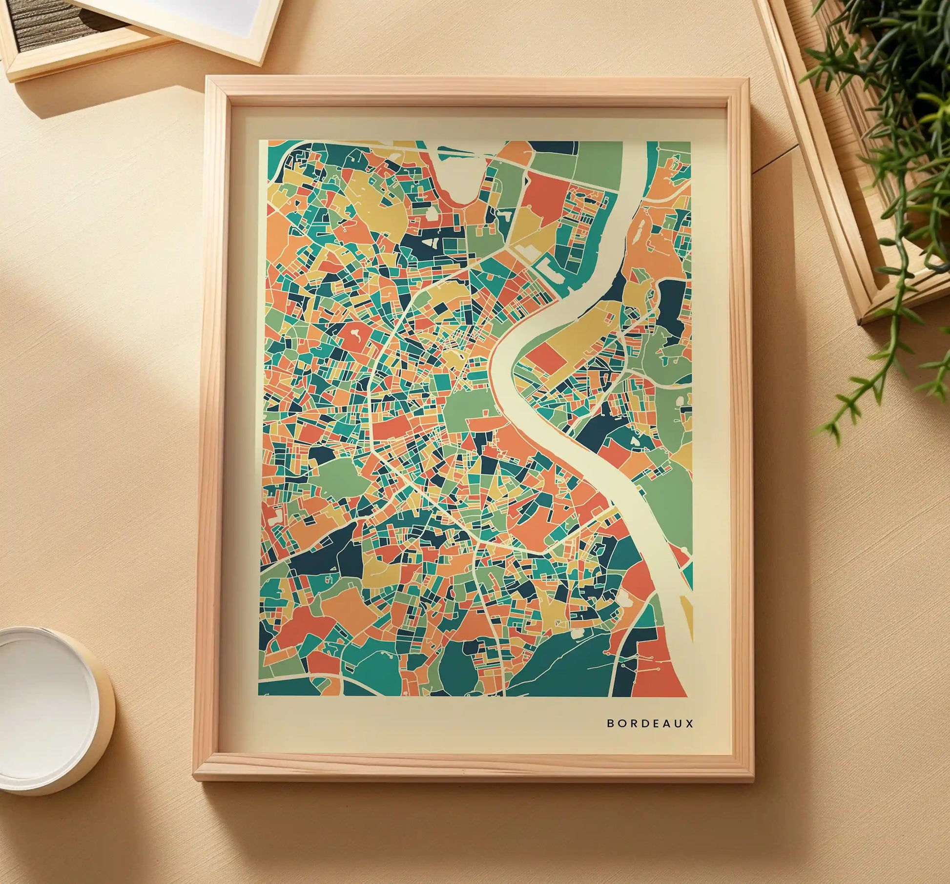Bordeaux Stadtkarte Poster – Polychroma Modern Art Print