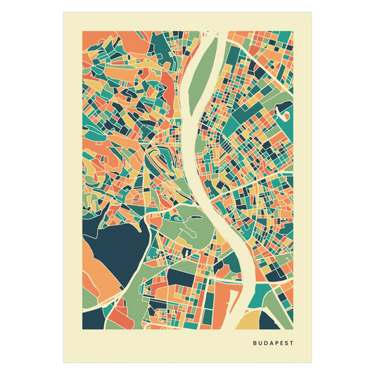 Budapest Stadtkarte Poster – Polychroma Modern Art Print