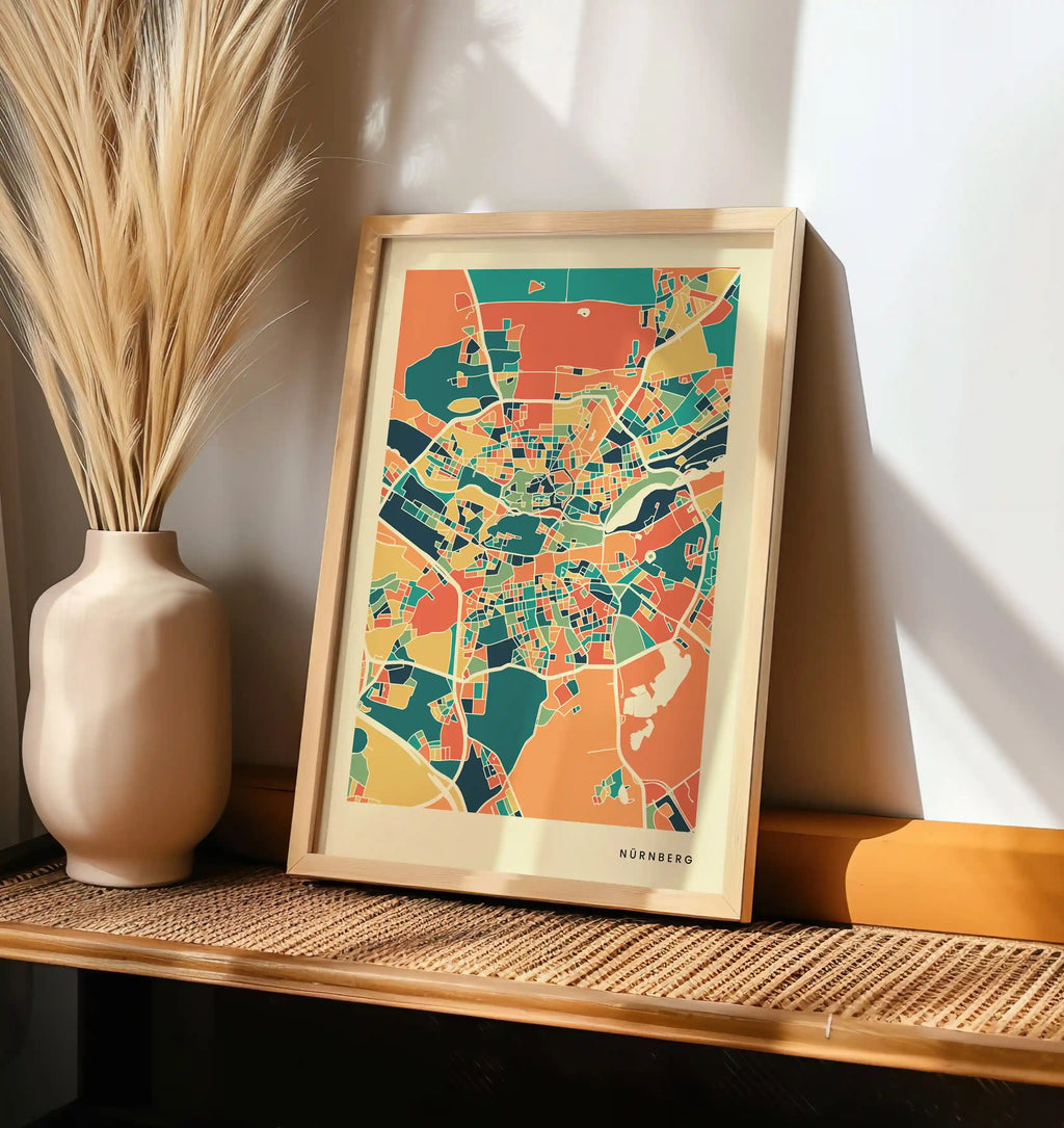 Nürnberg Stadtkarte Poster – Polychroma Modern Art Print