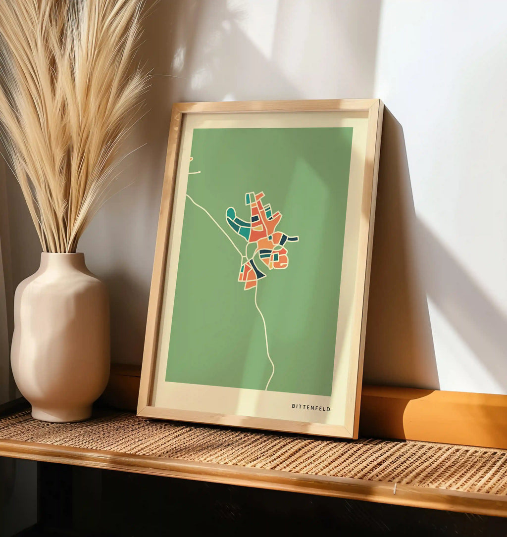 Bittenfeld Stadtkarte Poster – Polychroma Modern Art Print
