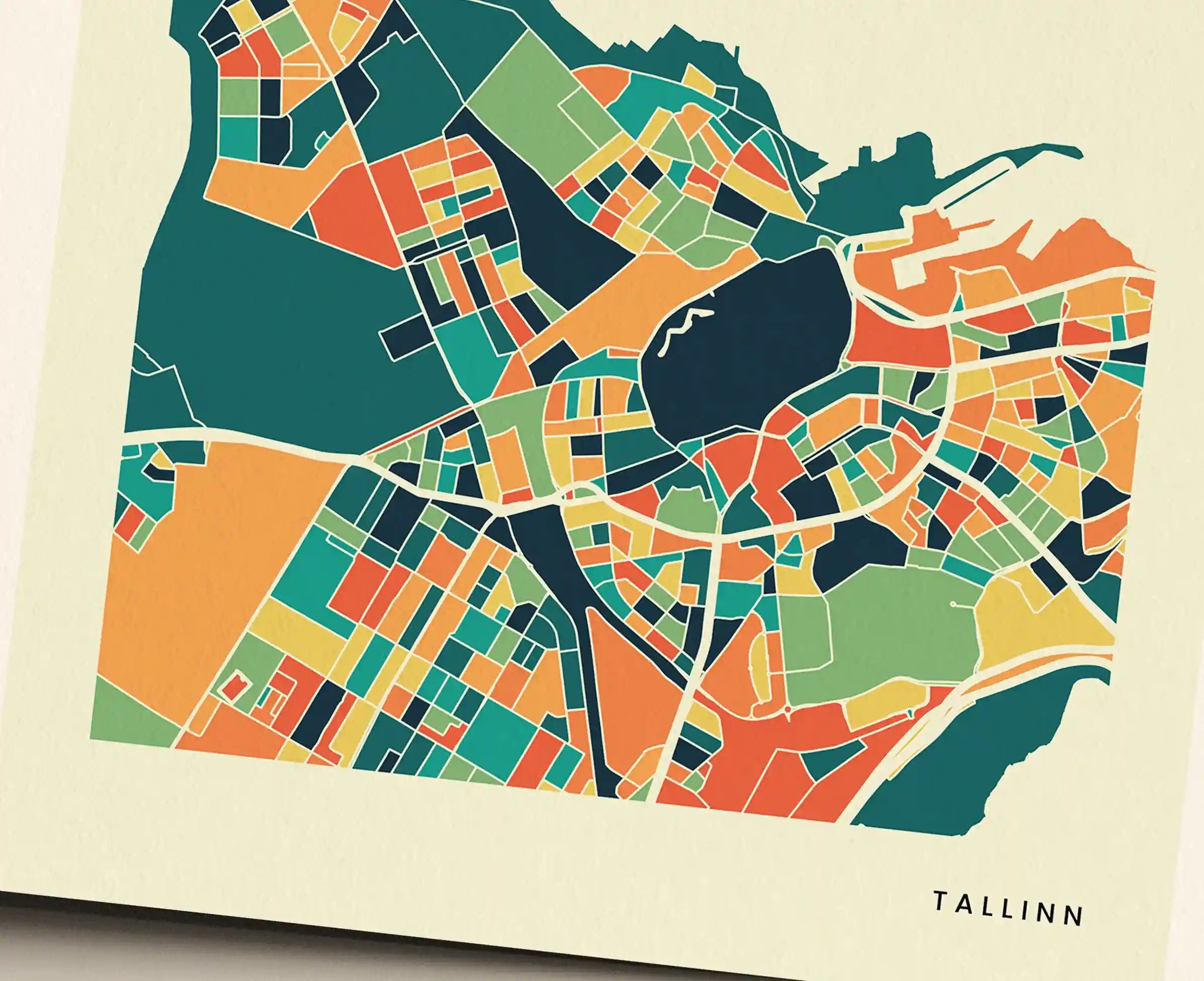 Tallinn Stadtkarte Poster – Polychroma Modern Art Print