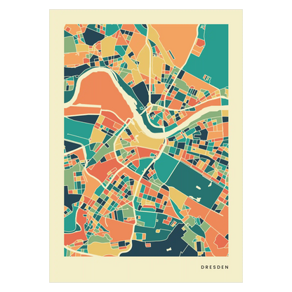 Dresden Stadtkarte Poster – Polychroma Modern Art Print