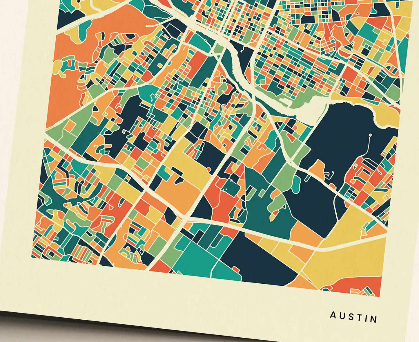 Austin Stadtkarte Poster – Polychroma Modern Art Print