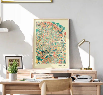 Buenos Aires Stadtkarte Poster – Polychroma Modern Art Print