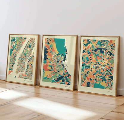 Palermo Stadtkarte Poster – Polychroma Modern Art Print