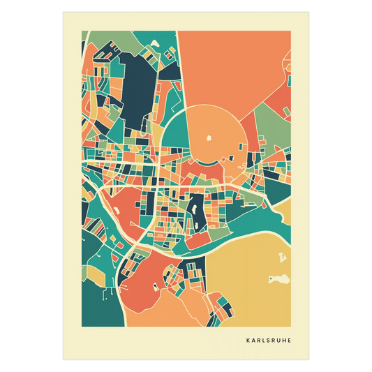 Karlsruhe Stadtkarte Poster – Polychroma Modern Art Print