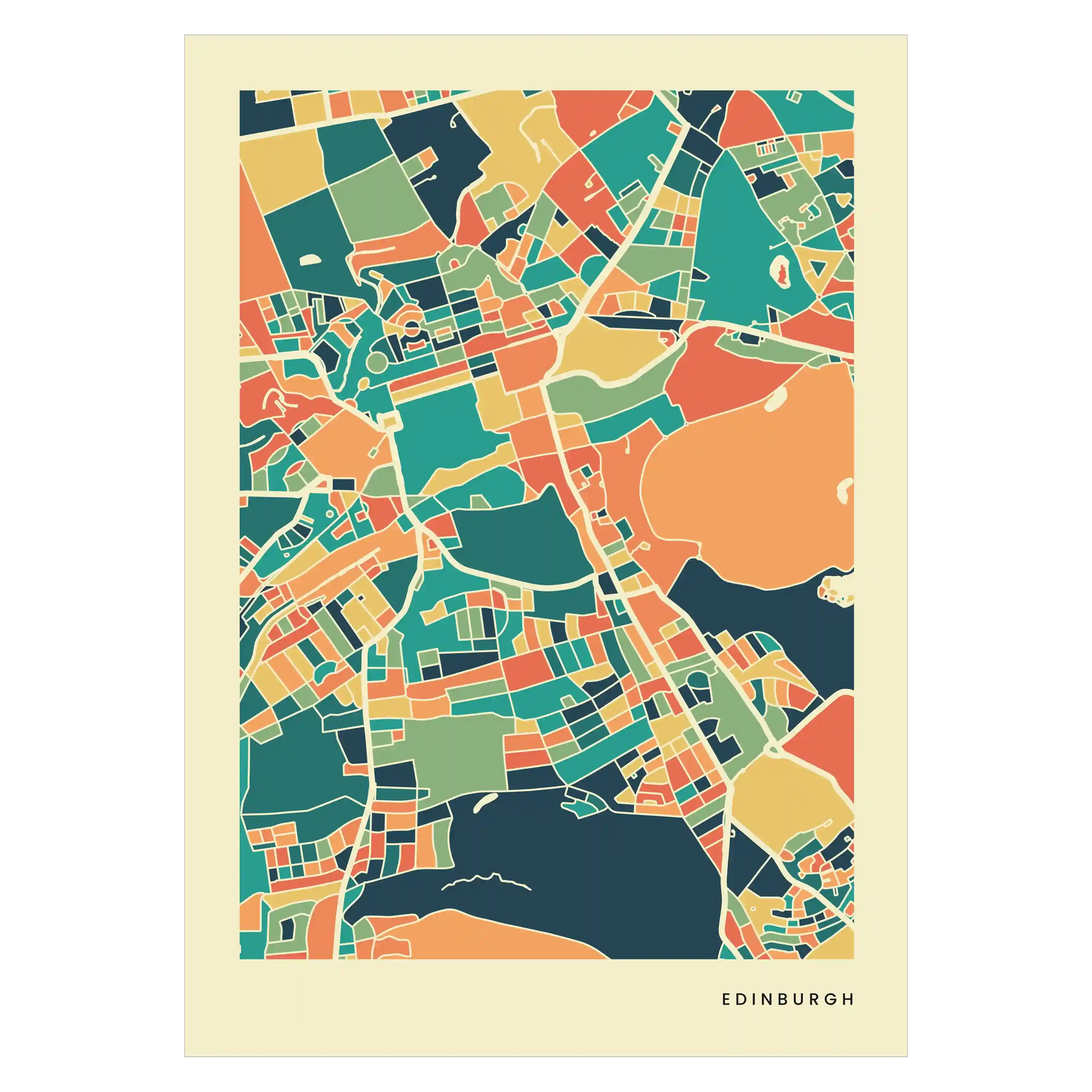 Edinburgh Stadtkarte Poster – Polychroma Modern Art Print