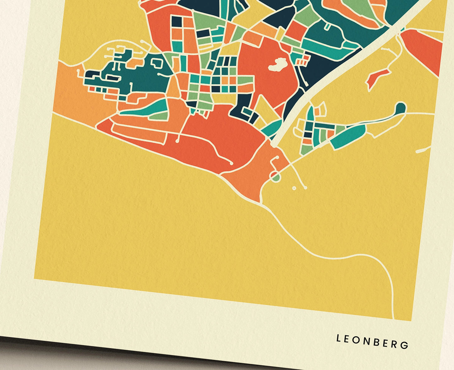 Leonberg Stadtkarte Poster – Polychroma Modern Art Print