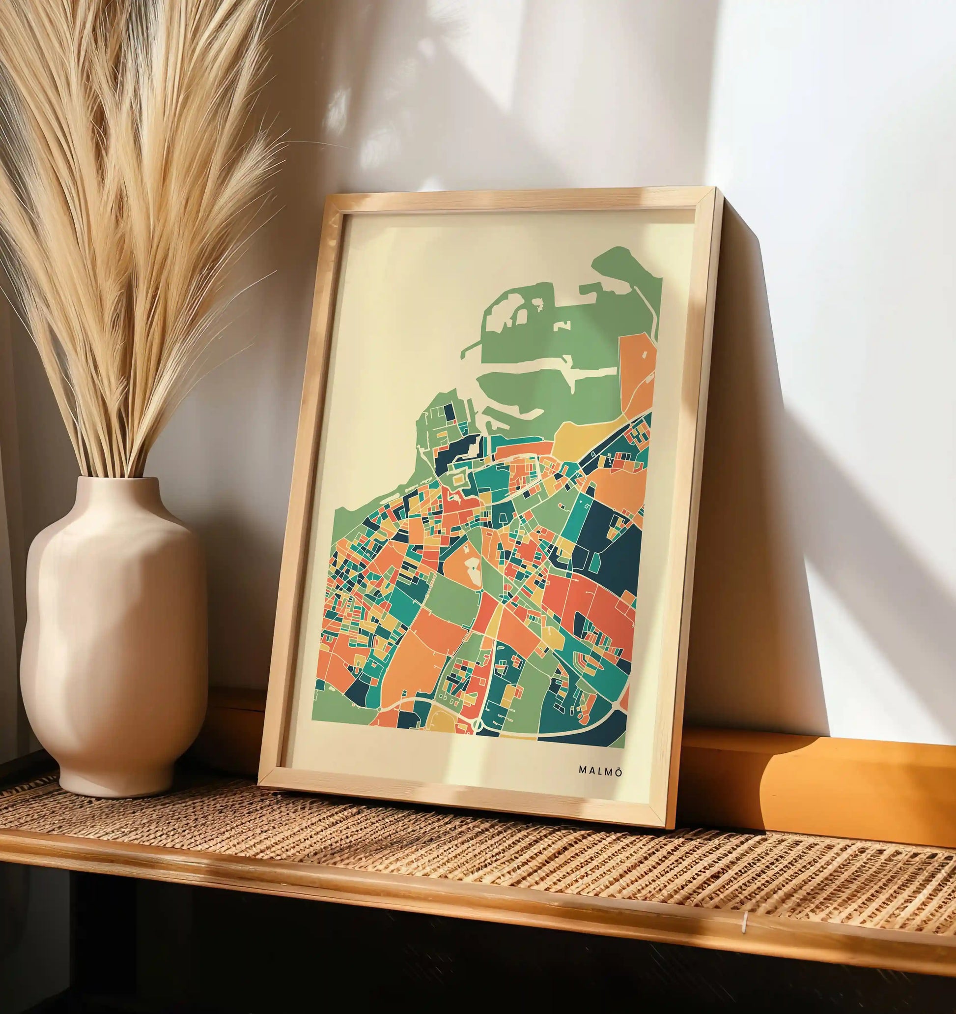 Malmö Stadtkarte Poster – Polychroma Modern Art Print