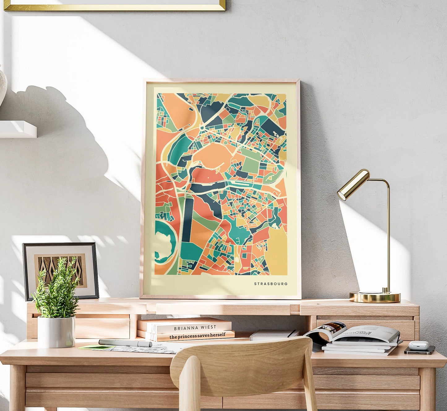 Strasbourg Stadtkarte Poster – Polychroma Modern Art Print