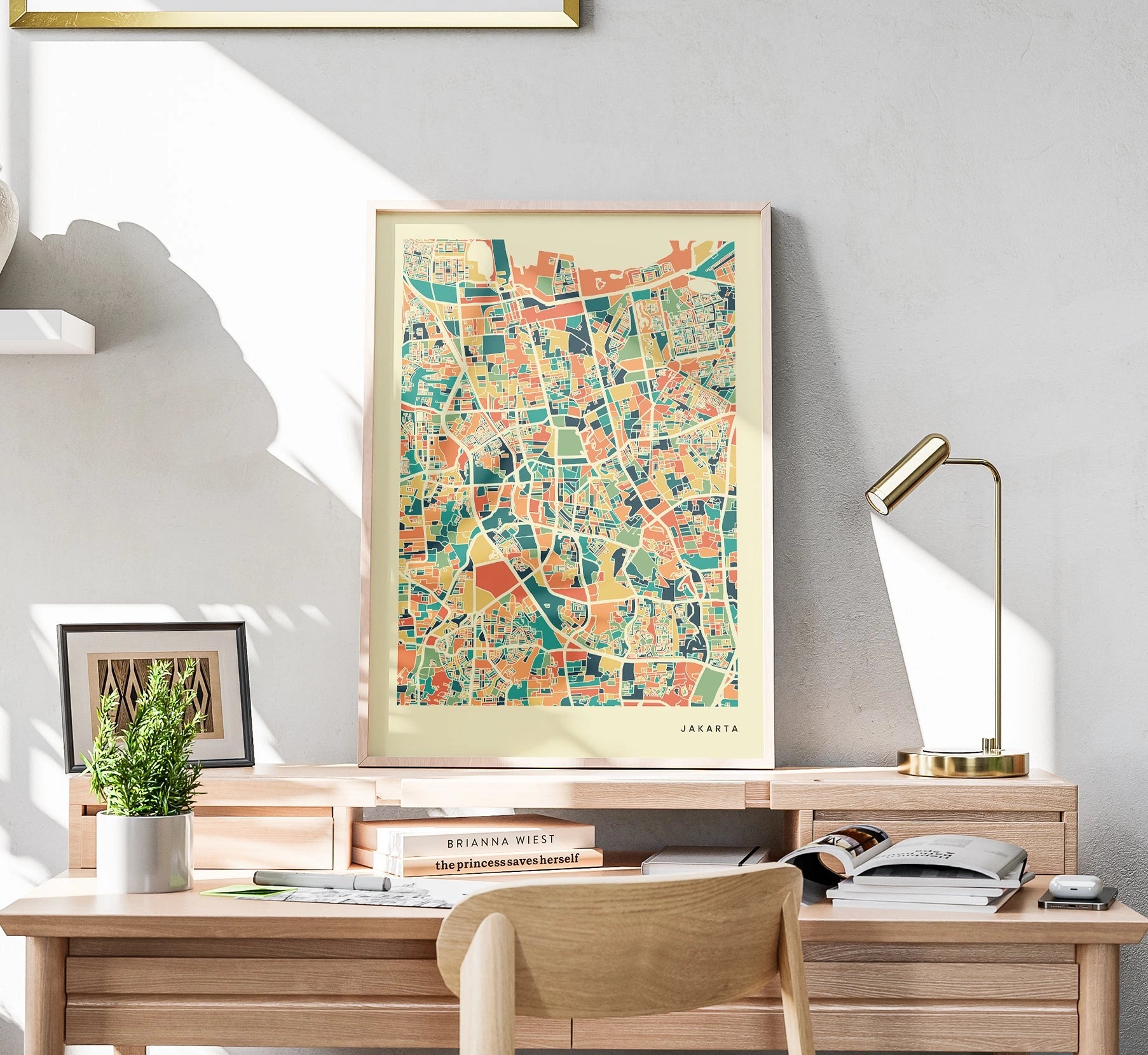 Jakarta Stadtkarte Poster – Polychroma Modern Art Print