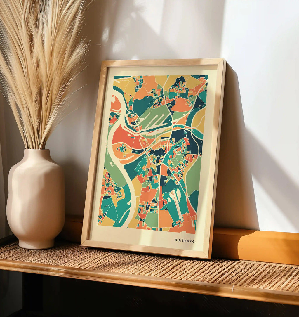 Duisburg Stadtkarte Poster – Polychroma Modern Art Print