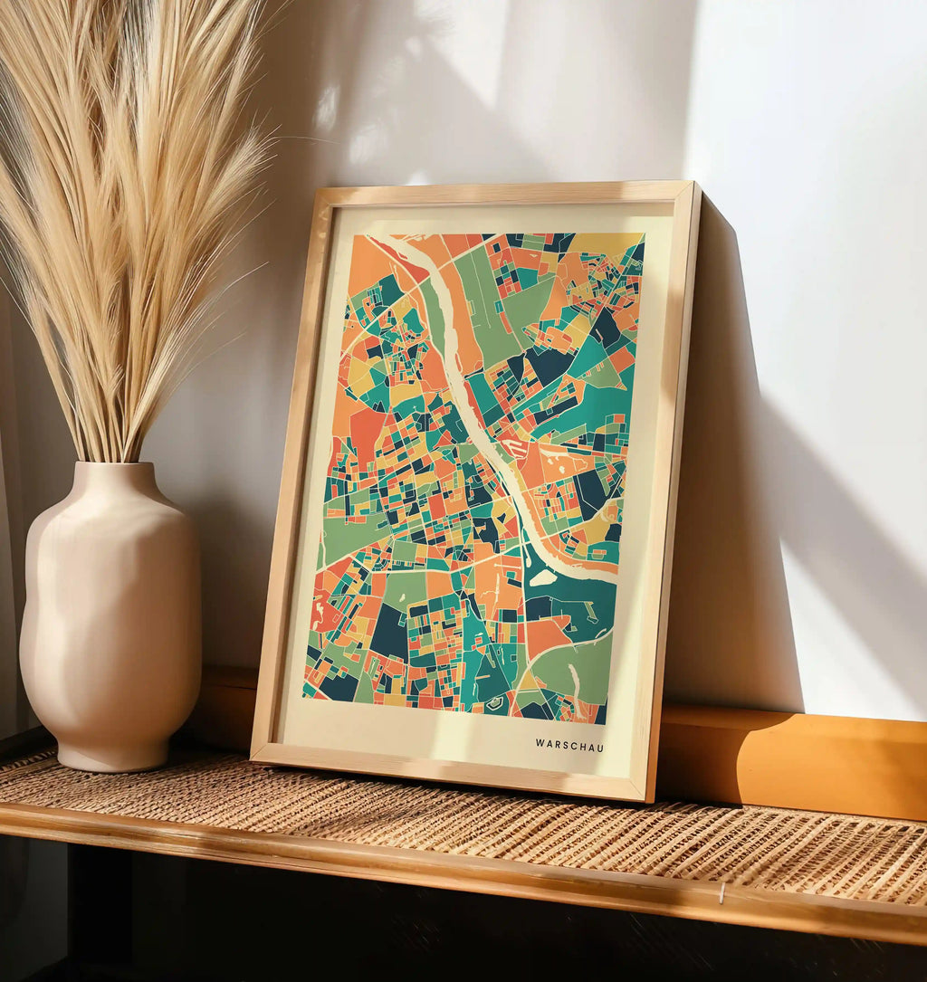 Warschau Stadtkarte Poster – Polychroma Modern Art Print