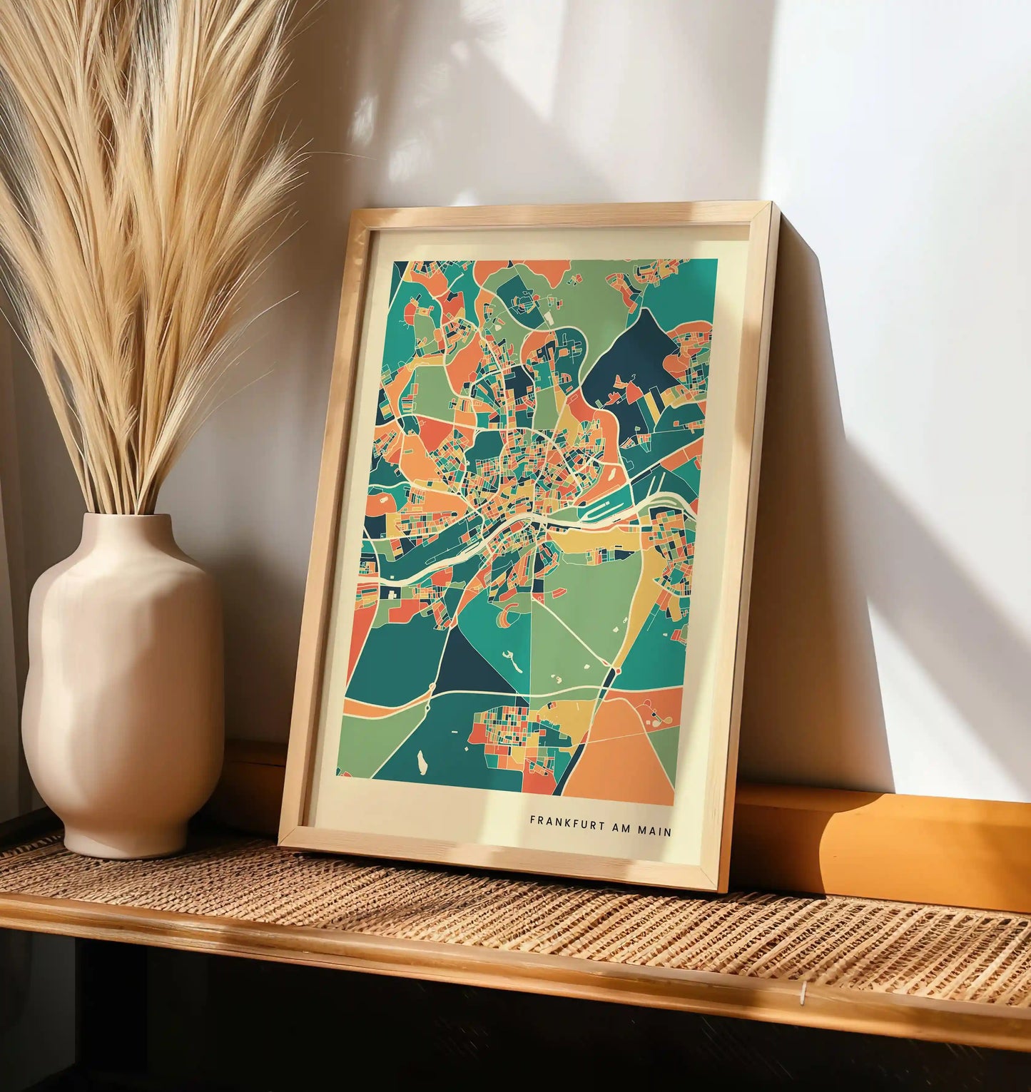 Frankfurt am main Stadtkarte Poster – Polychroma Modern Art Print