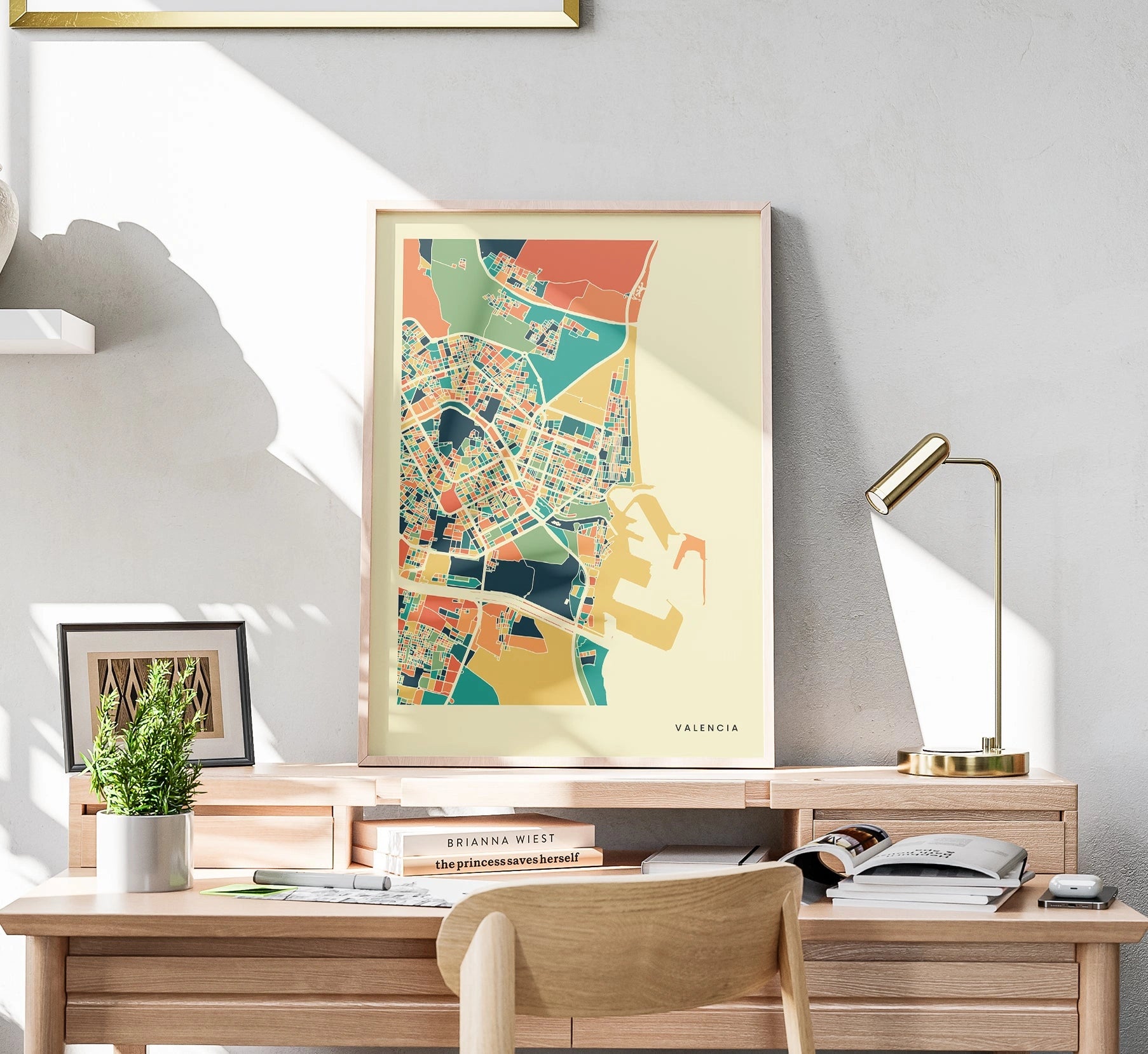 Valencia Stadtkarte Poster – Polychroma Modern Art Print