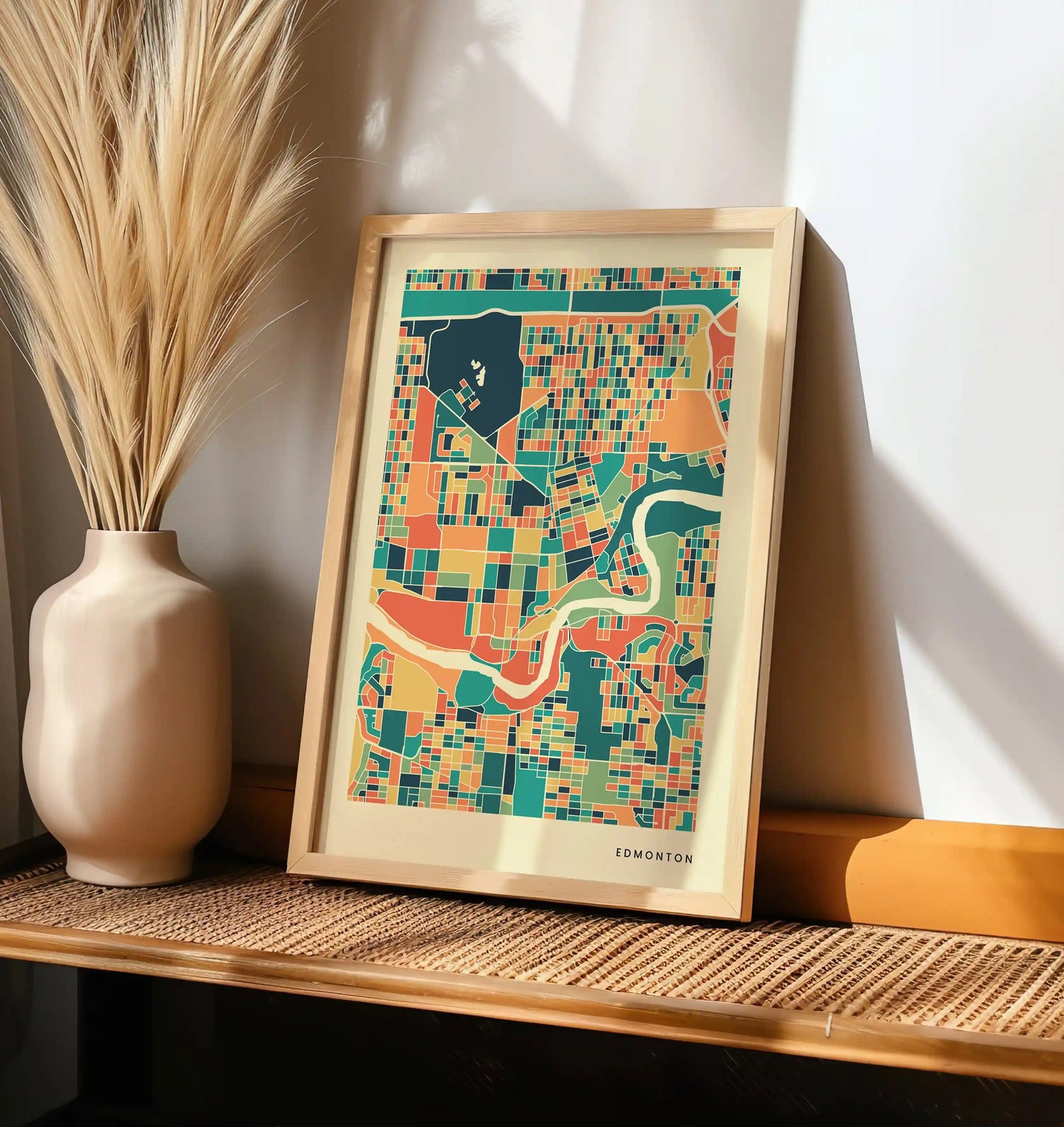 Edmonton Stadtkarte Poster – Polychroma Modern Art Print