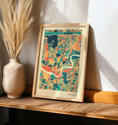 Edmonton Stadtkarte Poster – Polychroma Modern Art Print