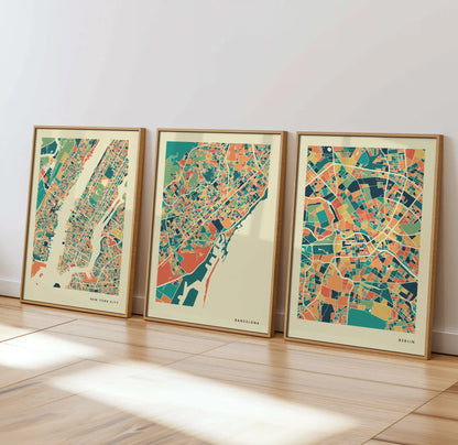 Barcelona Stadtkarte Poster – Polychroma Modern Art Print