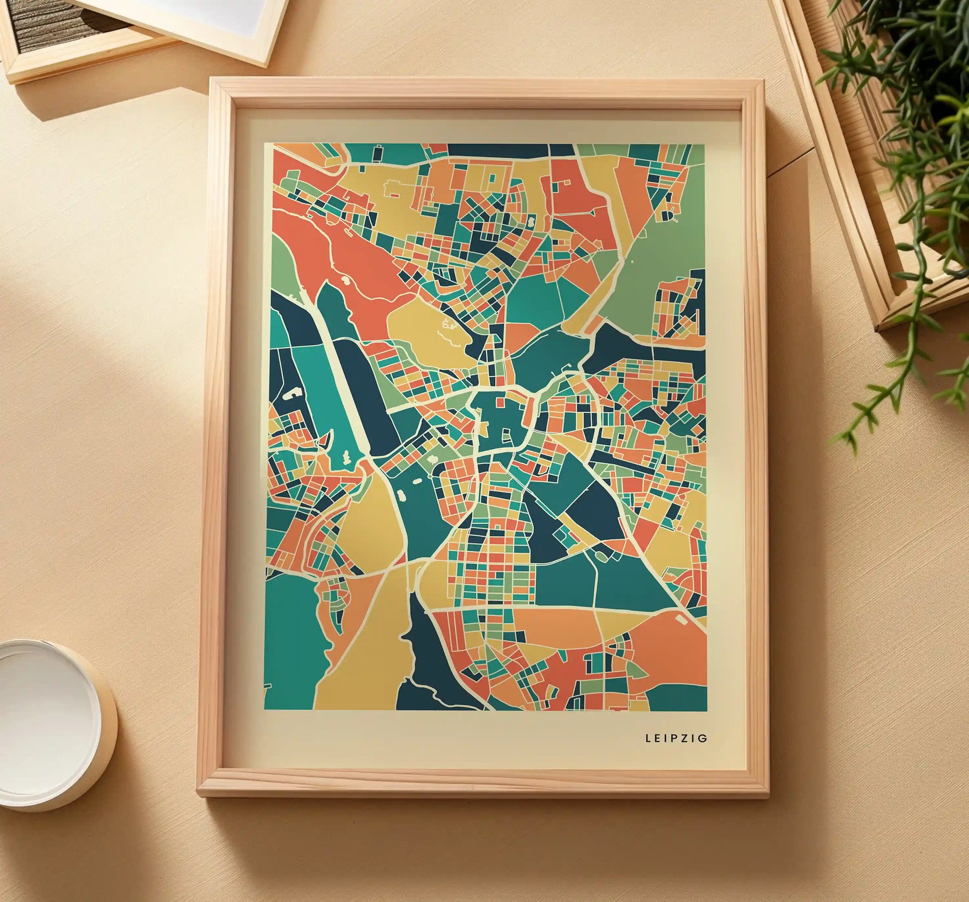 Leipzig Stadtkarte Poster – Polychroma Modern Art Print