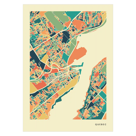 Quebec Stadtkarte Poster – Polychroma Modern Art Print