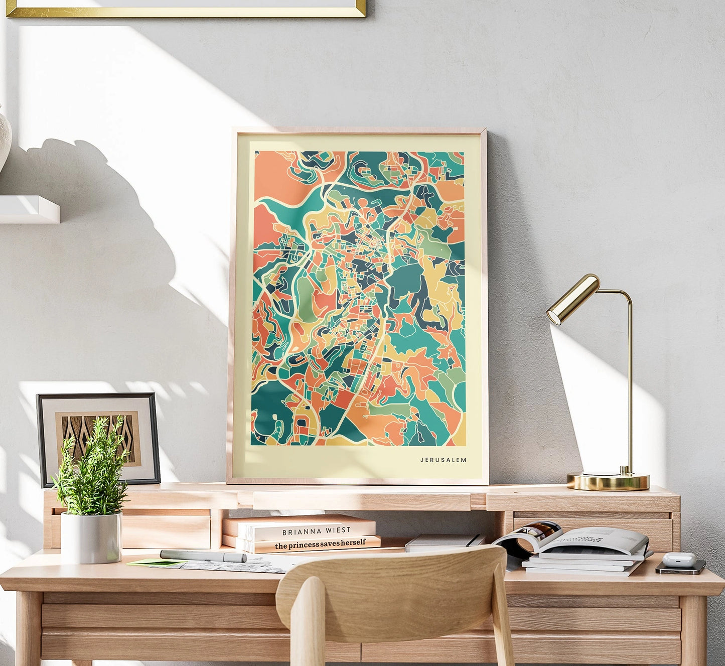 Jerusalem Stadtkarte Poster – Polychroma Modern Art Print
