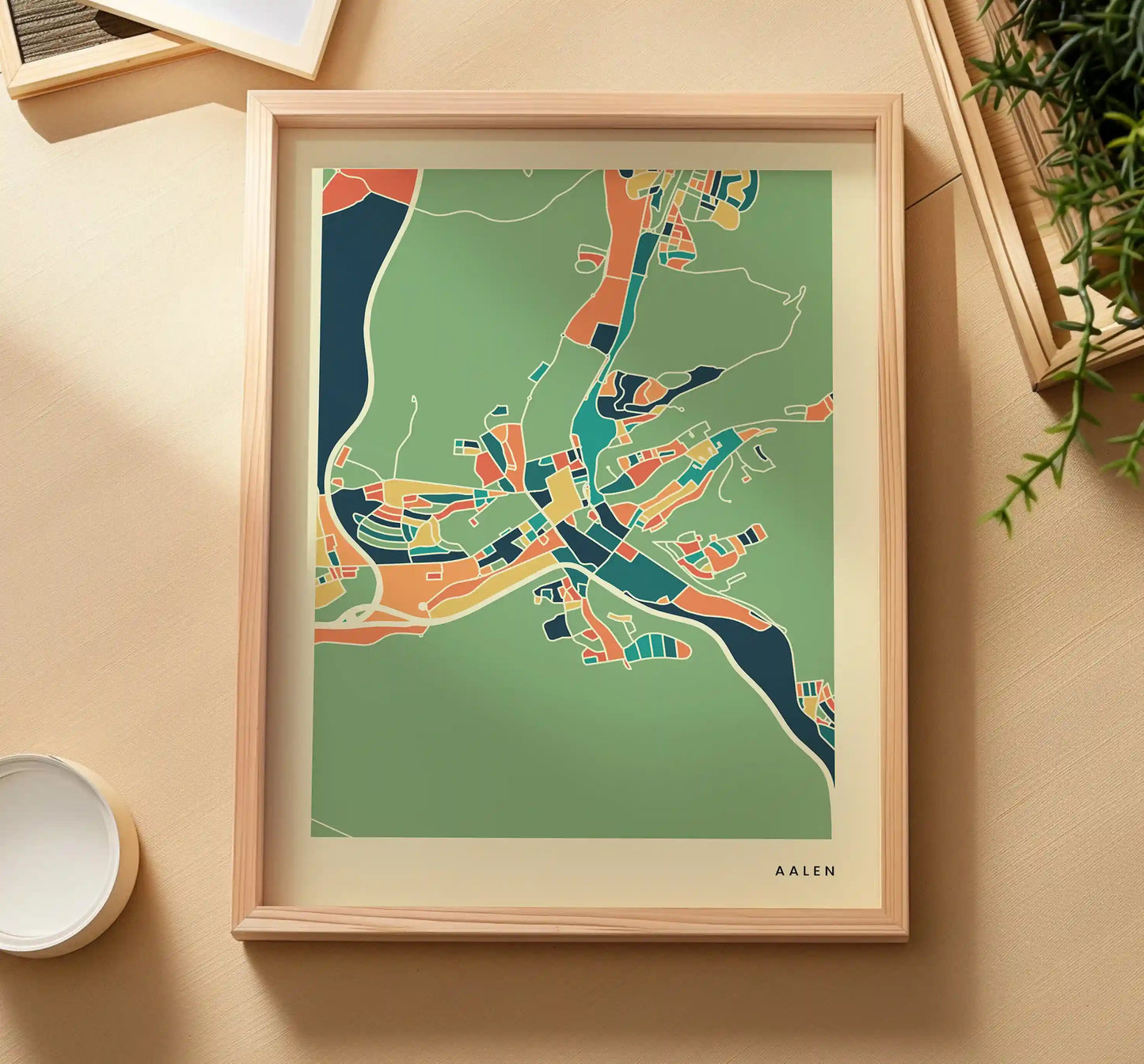 Aalen Stadtkarte Poster – Polychroma Modern Art Print