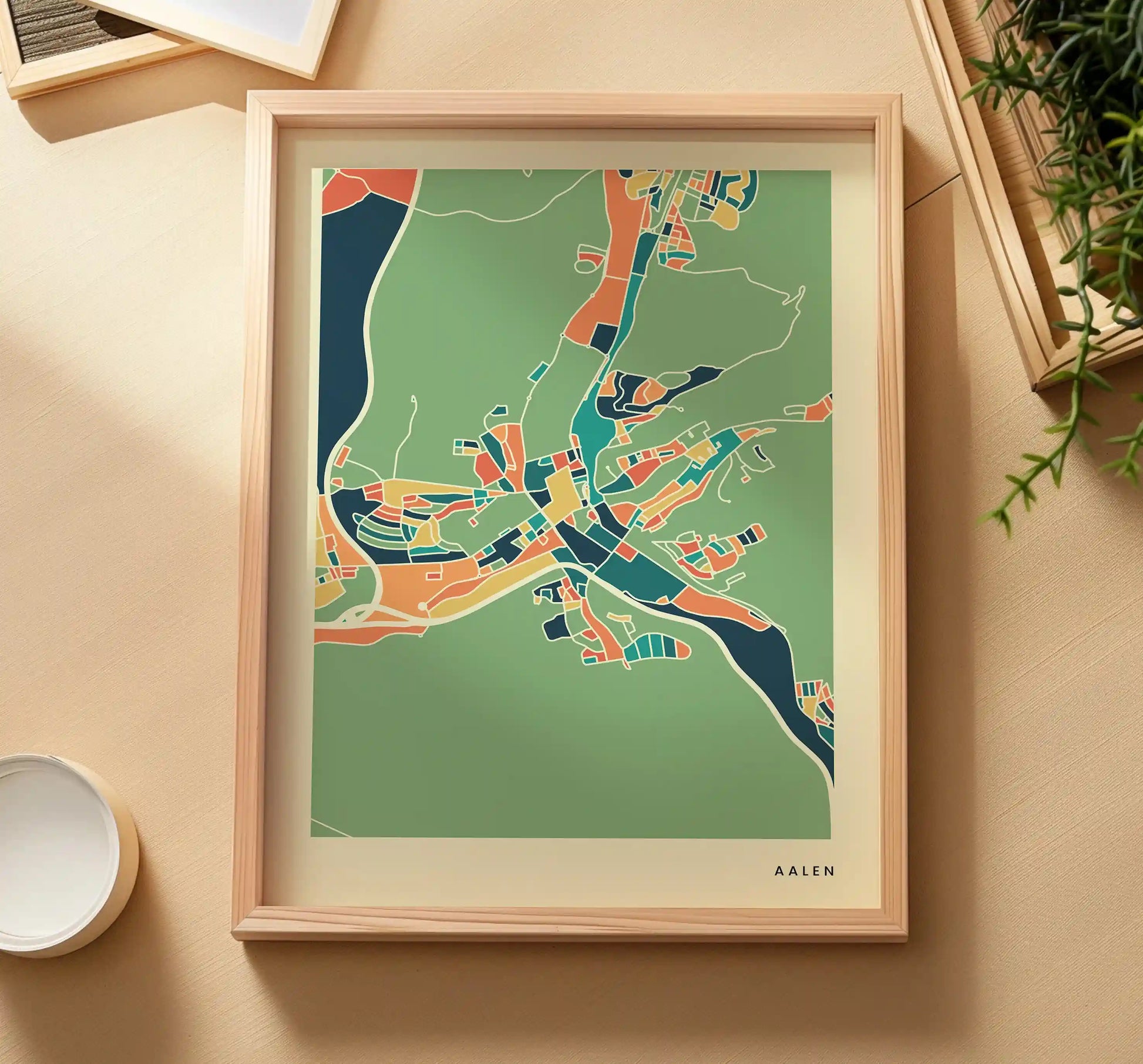 Aalen Stadtkarte Poster – Polychroma Modern Art Print