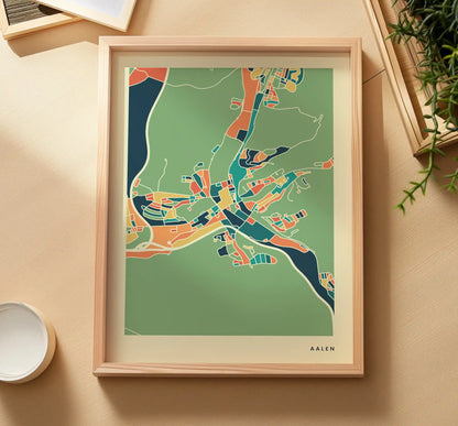 Aalen Stadtkarte Poster – Polychroma Modern Art Print