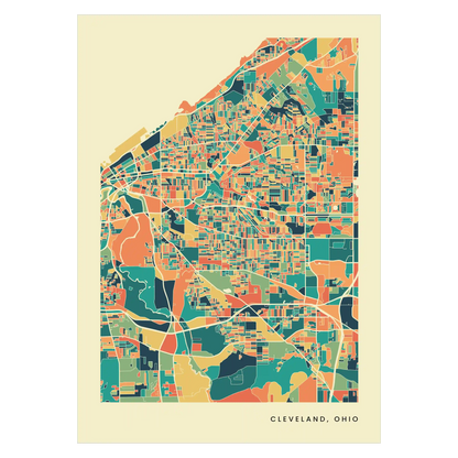 Cleveland, Ohio Stadtkarte Poster – Polychroma Modern Art Print