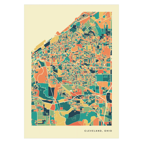 Cleveland, Ohio Stadtkarte Poster – Polychroma Modern Art Print