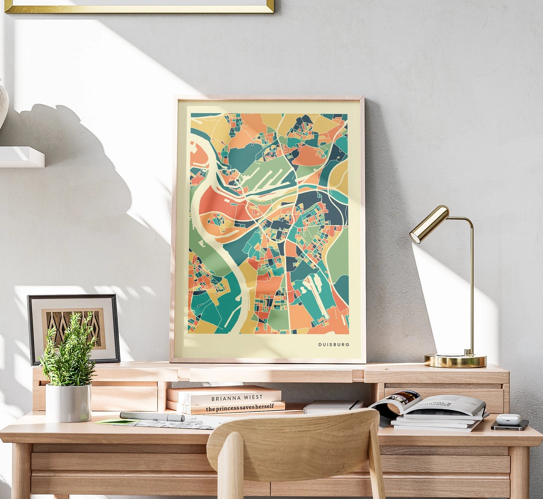 Duisburg Stadtkarte Poster – Polychroma Modern Art Print