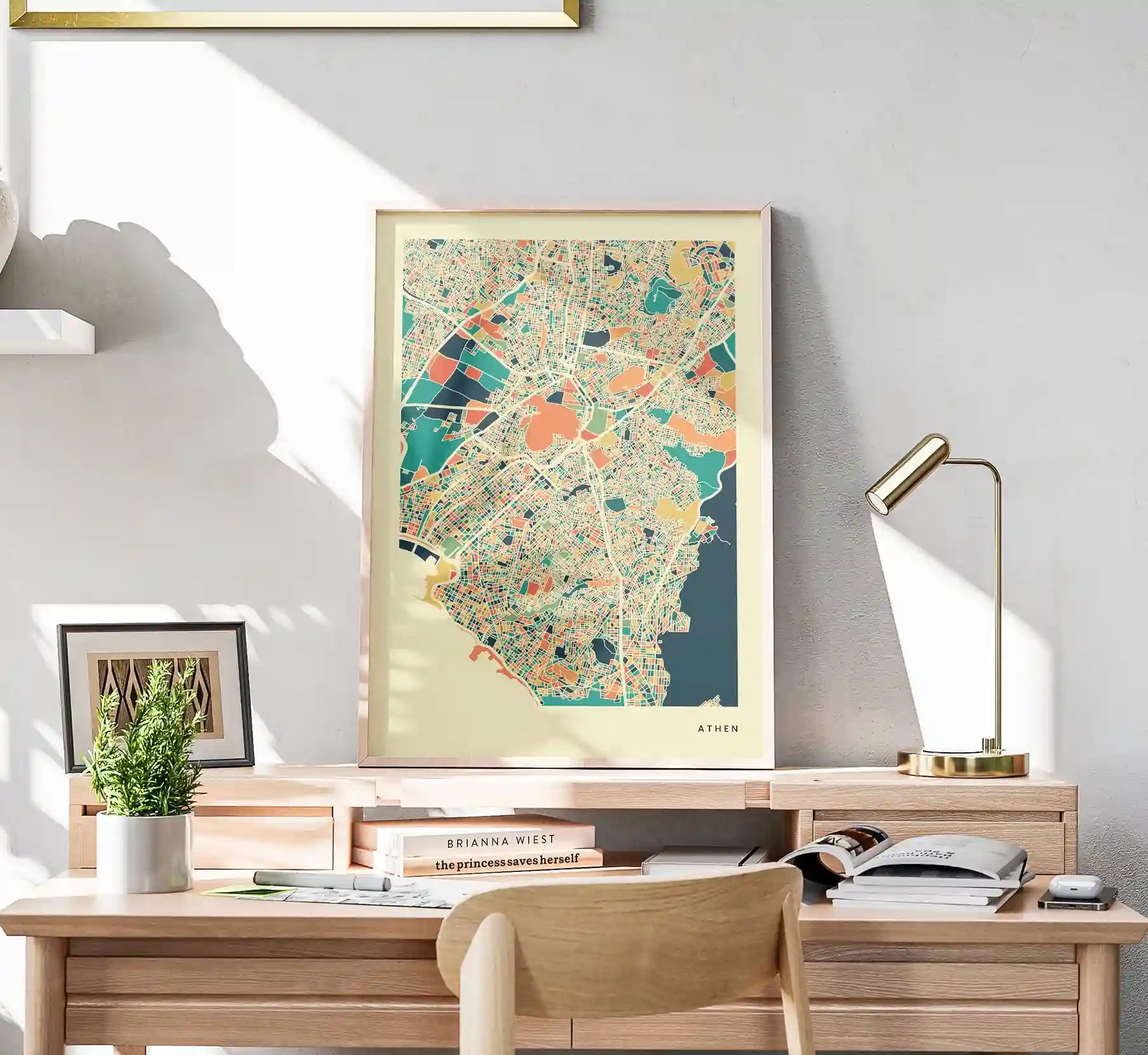 Athen Stadtkarte Poster – Polychroma Modern Art Print