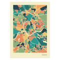 Krakau Stadtkarte Poster – Polychroma Modern Art Print