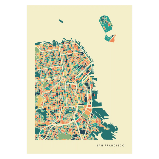 San Francisco Stadtkarte Poster – Polychroma Modern Art Print