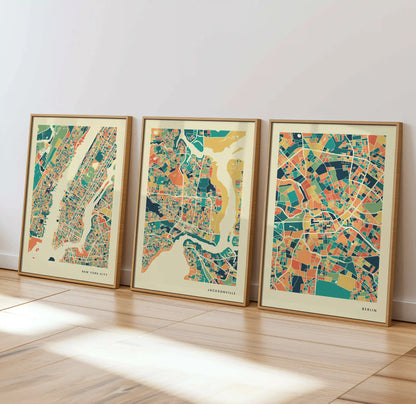 Jacksonville Stadtkarte Poster – Polychroma Modern Art Print