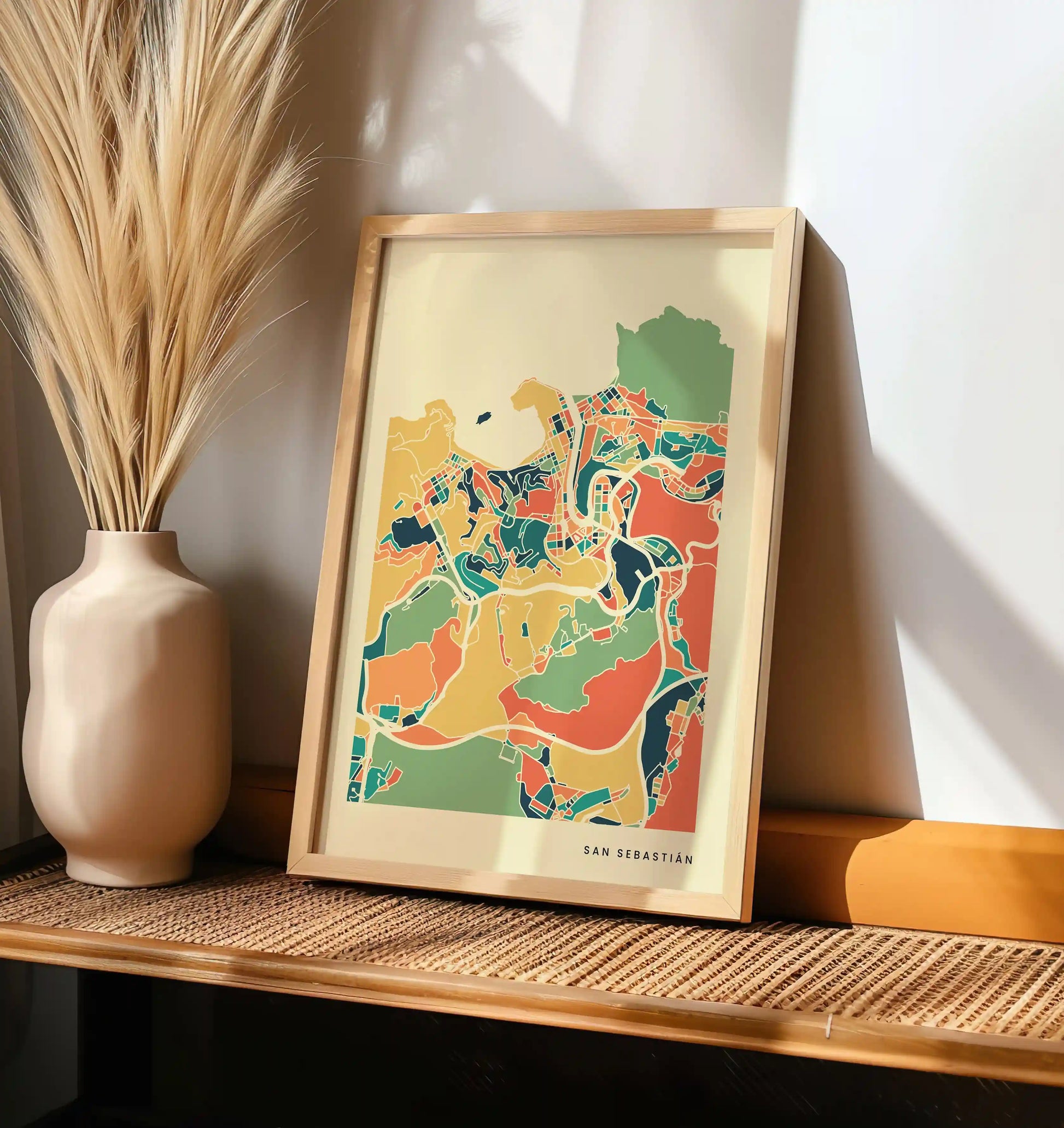 San Sebastián Stadtkarte Poster – Polychroma Modern Art Print