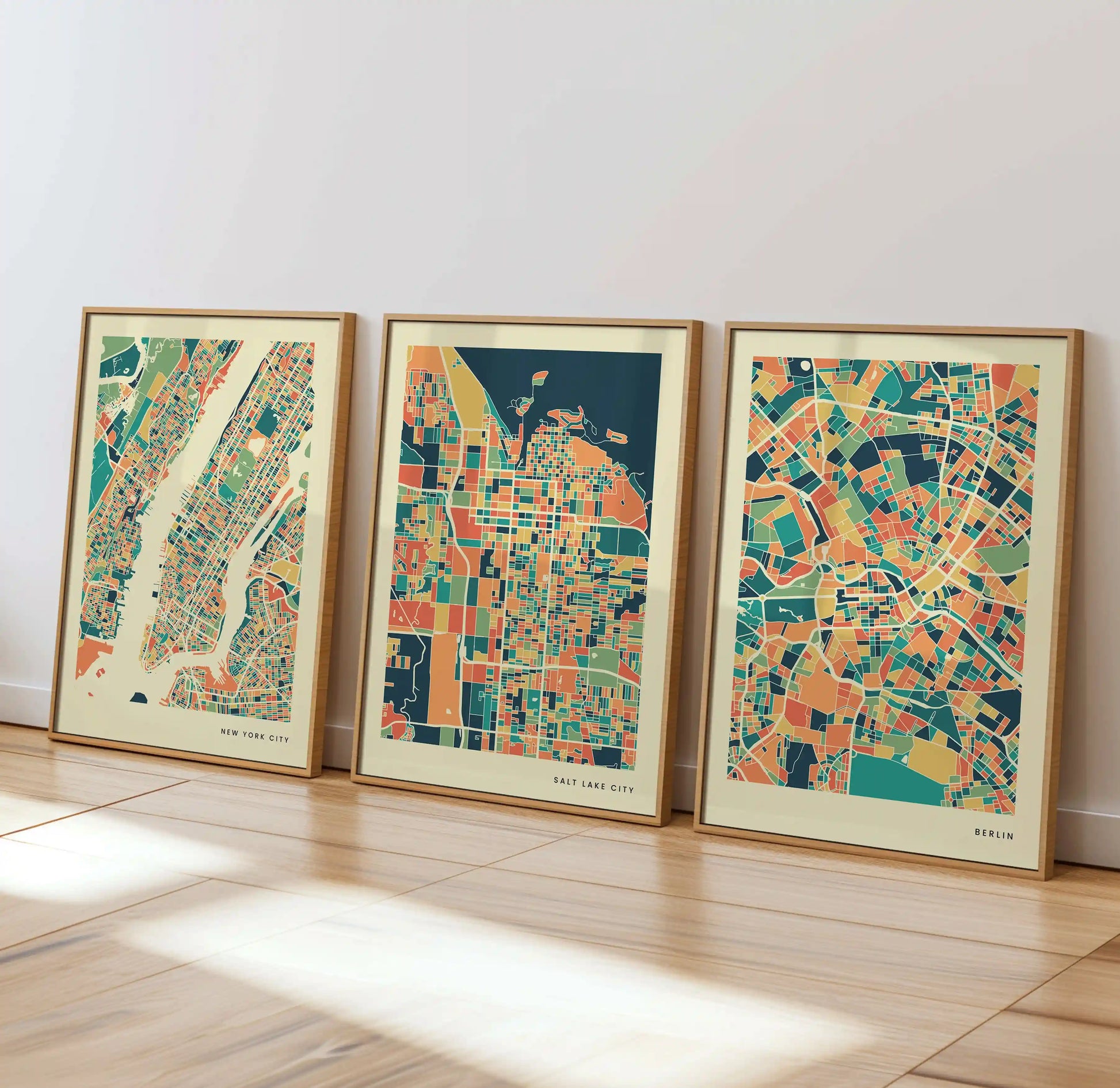 Salt Lake City Stadtkarte Poster – Polychroma Modern Art Print