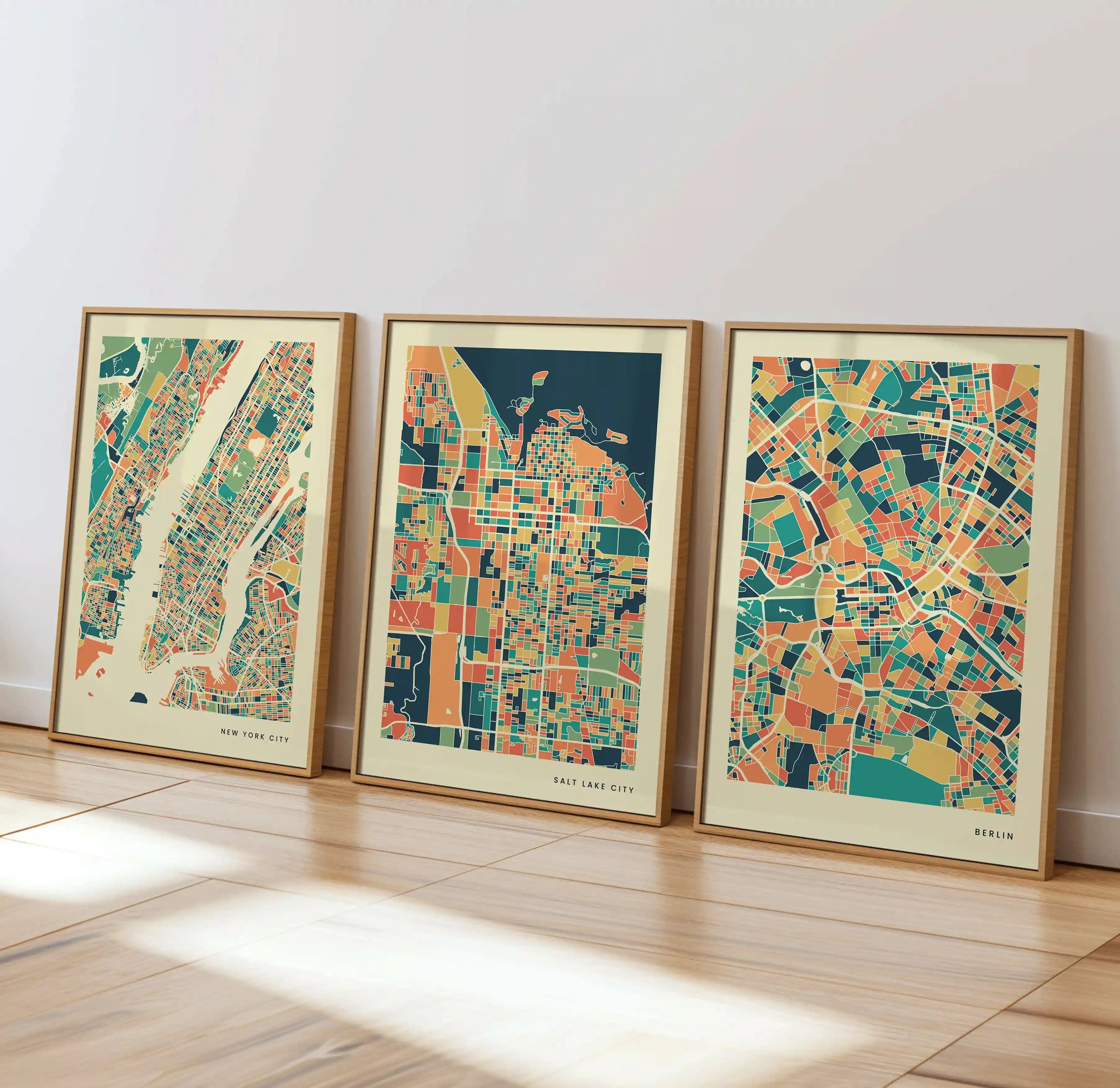 Salt Lake City Stadtkarte Poster – Polychroma Modern Art Print