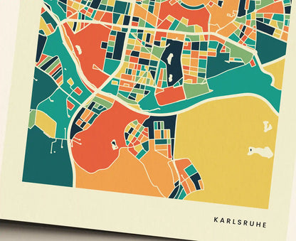 Karlsruhe Stadtkarte Poster – Polychroma Modern Art Print