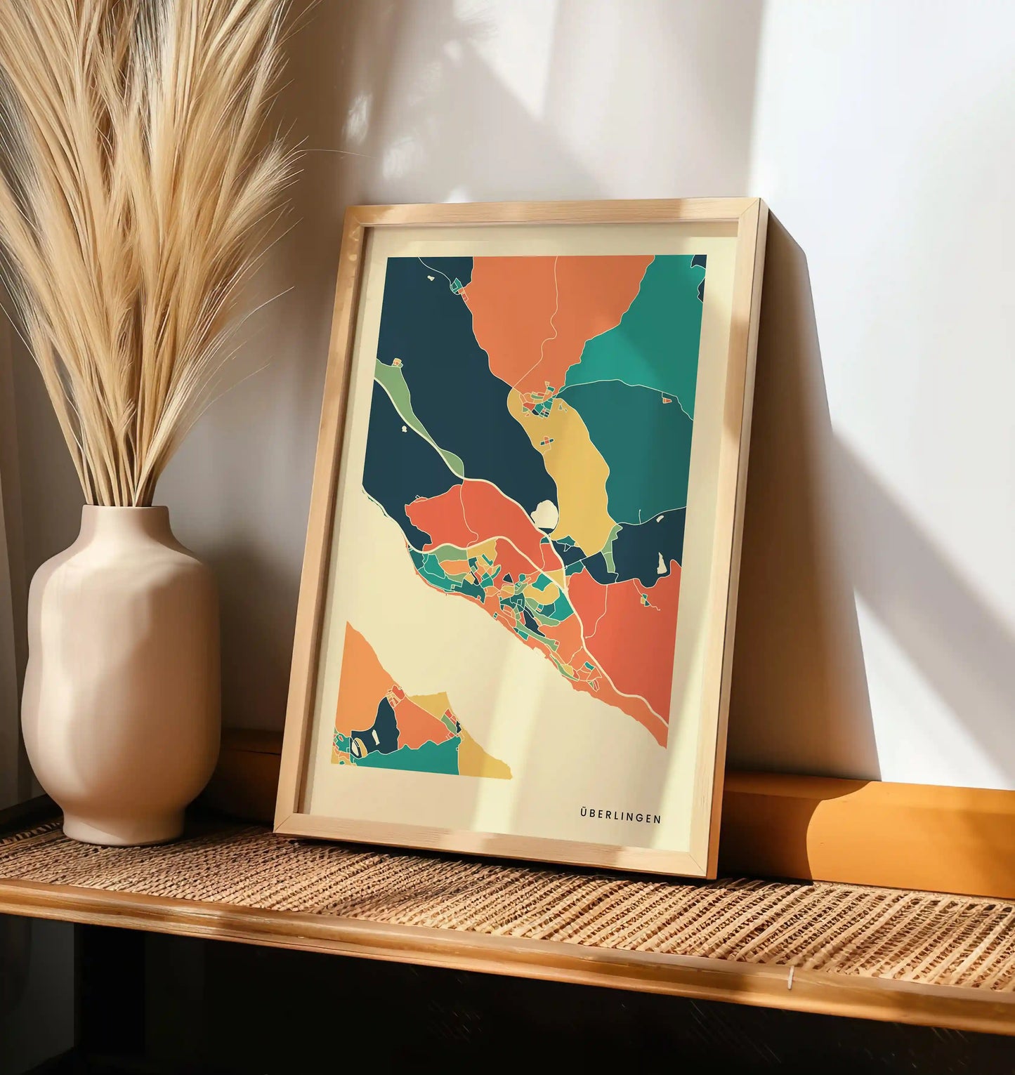 Überlingen Stadtkarte Poster – Polychroma Modern Art Print