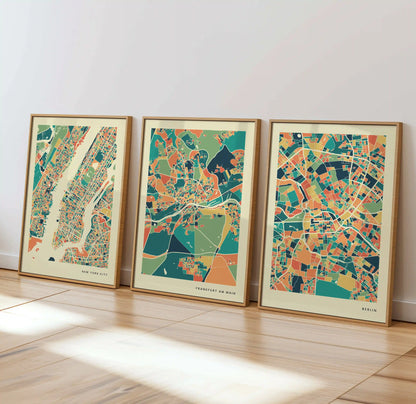 Frankfurt am main Stadtkarte Poster – Polychroma Modern Art Print