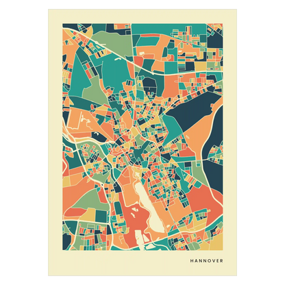 Hannover Stadtkarte Poster – Polychroma Modern Art Print