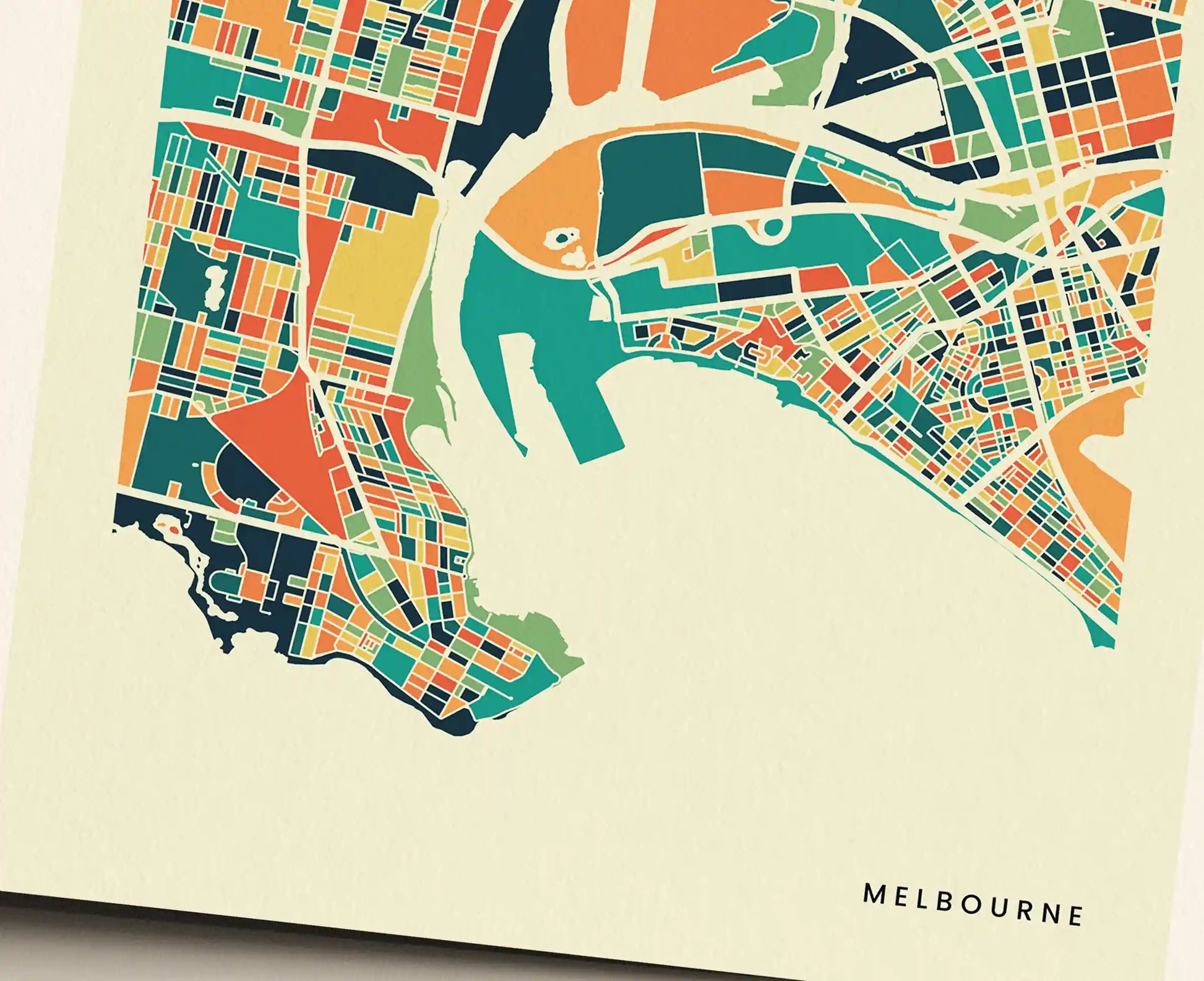 Melbourne Stadtkarte Poster – Polychroma Modern Art Print