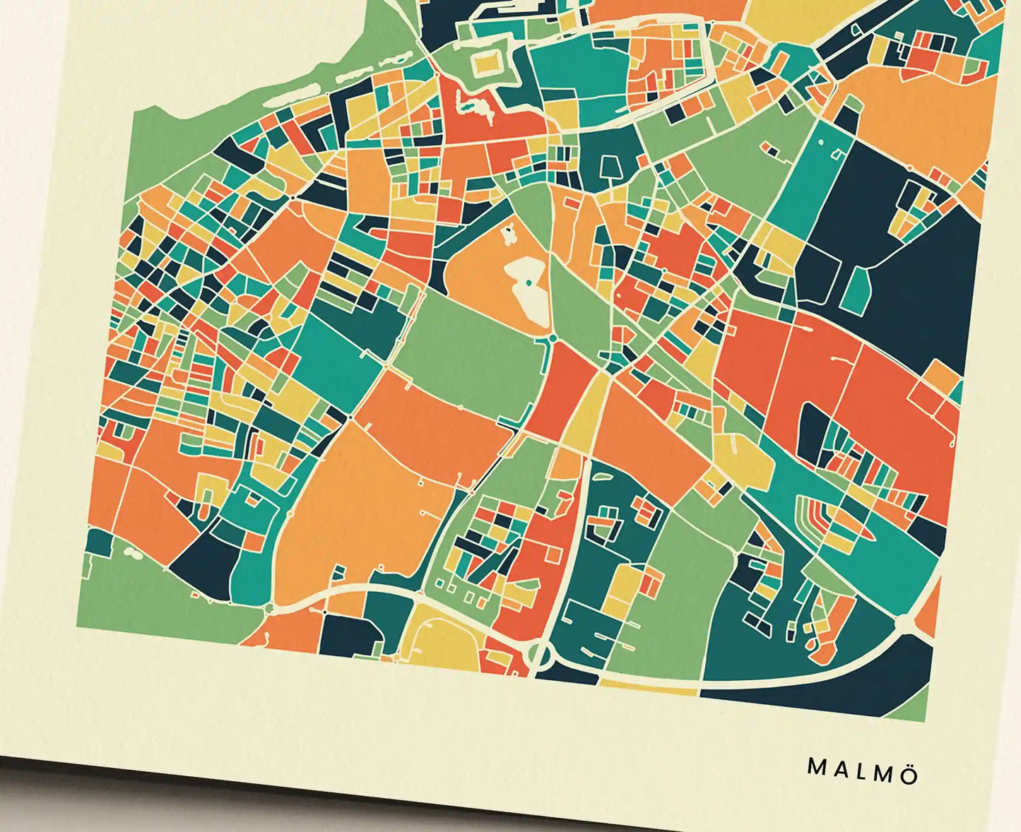 Malmö Stadtkarte Poster – Polychroma Modern Art Print