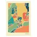 Fellbach Stadtkarte Poster – Polychroma Modern Art Print
